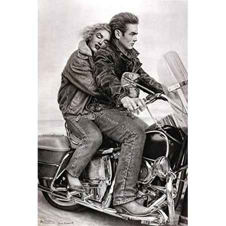 James Dean Marilyn Monroe Motorcycle 24x36 Movie Art Print Poster Romantic Walmart Com Walmart Com