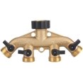 thumbnail image 1 of 3/4 Inch Brass 4 Hose Hose Splitter Nozzle Switch Faucet Connectors Faucet Splitter Hose Adapter Tap Connectors for Garden Irrigation(European Thread), 1 of 5