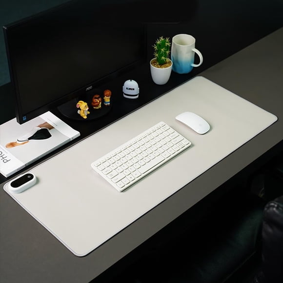 Heated Large Desk Mat PU Leather Warm Mouse Pad with 5 Heating Level & 4 Hour