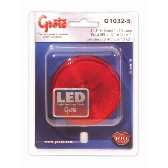 Grote G1032 5 Hi Count Red 2 1/2" Led Clearance Marker Light (Optic Lens)