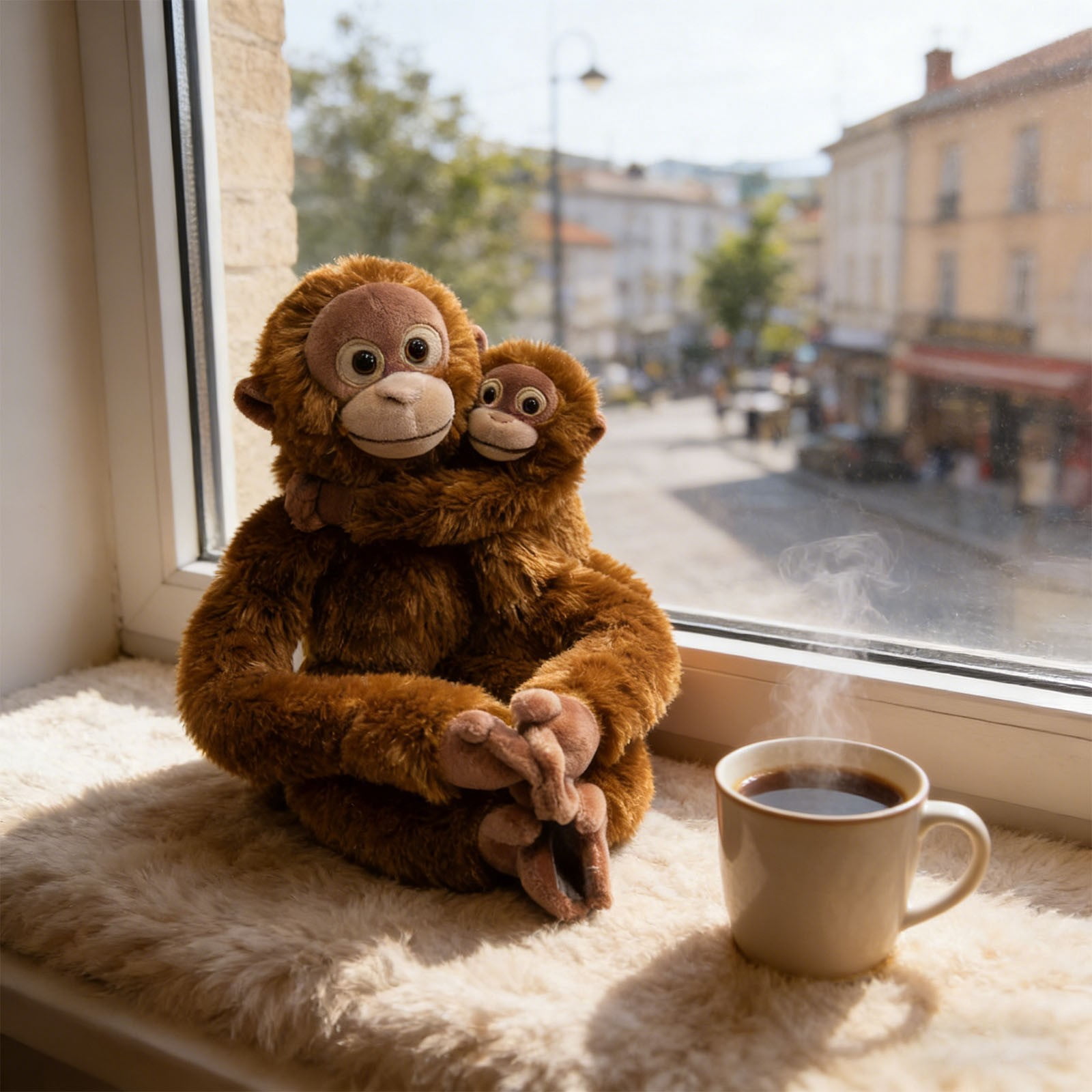 Cuddly Orangutan Stuffed Animal with Baby Monkey 13 inch Soft Plush Toy Set for Kids Boys Girls Huggable Adorable Gift (Style-b)