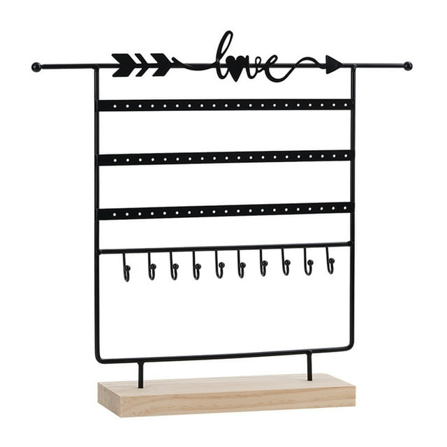 ruzhgo Jewelry Storage Holder Multi-layer Ear Card Necklace Display Stand Earrings Pendant Organization Rack Dresser Vanity Black Black