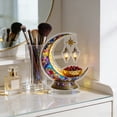 thumbnail image 5 of Stained Glass Style Crescent Moon Table Ornament with Lanterns and Decorative Bowl Ramadan Eid Home Decor Sculpture, 5 of 8