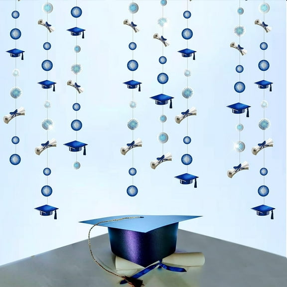 Cheerland 4-Piece Royal Blue Graduation Party Decoration Kit, CONGRATS GRAD Garland