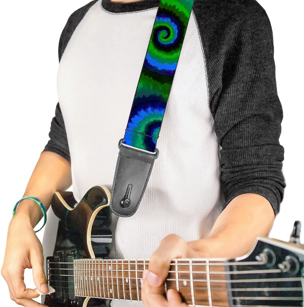 Buckle-Down Guitar Strap, Tie Dye Swirl Green Blue Purple, 2 Inches Wide