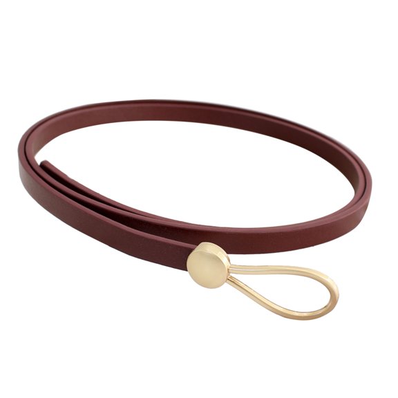 Women Belts Fashion Durable Versatile Knotted Metal Buckle Solid Color Thin Waist Belt