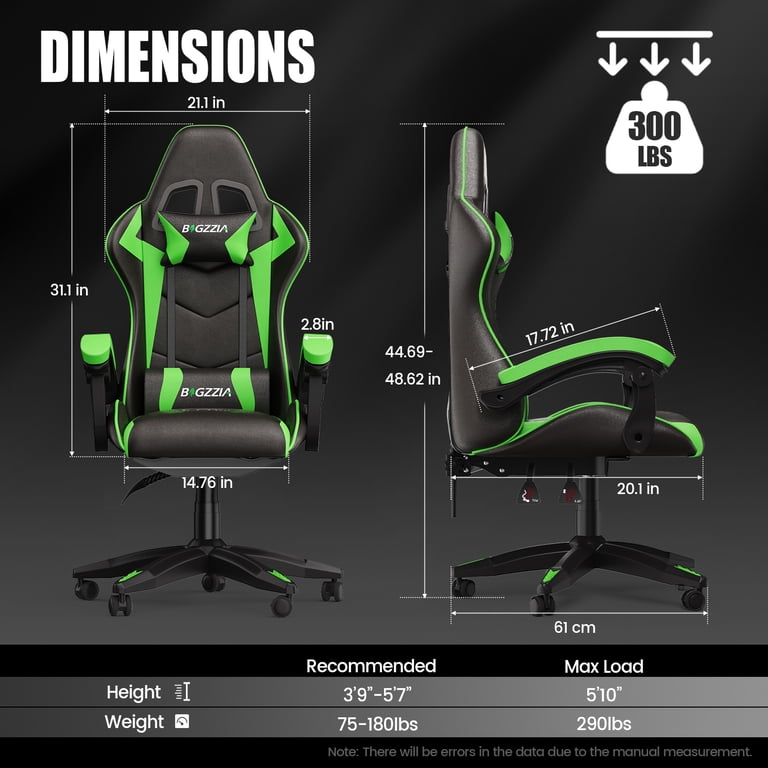 bigzzia Gaming Chair PU Leather Adjustable Headrest & Lumbar
