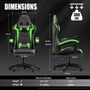 Bigzzia Gaming Chair PU Leather Adjustable Headrest & Lumbar Support, Green