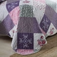 thumbnail image 6 of WannaToo Quilt Set 3 Piece Microfiber Quilts Reversible Bedspreads Patchwork Coverlets Floral Bedding Set All Season, Purple Rose, King size, 6 of 8