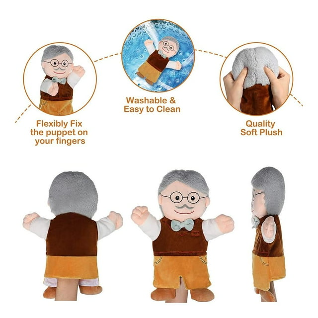 Juego de 6 marionetas de mano de 11,8 pulgadas de peluche suave para miembros de la familia, marionetas de dedo, cuentos educativos tempranos para niños