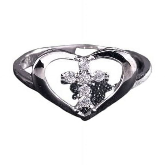 HeartsAndYou 0.9ct Round Cut Moissanite Engagement Ring for Women 18k White Gold Over Silver Cross Heart Shape