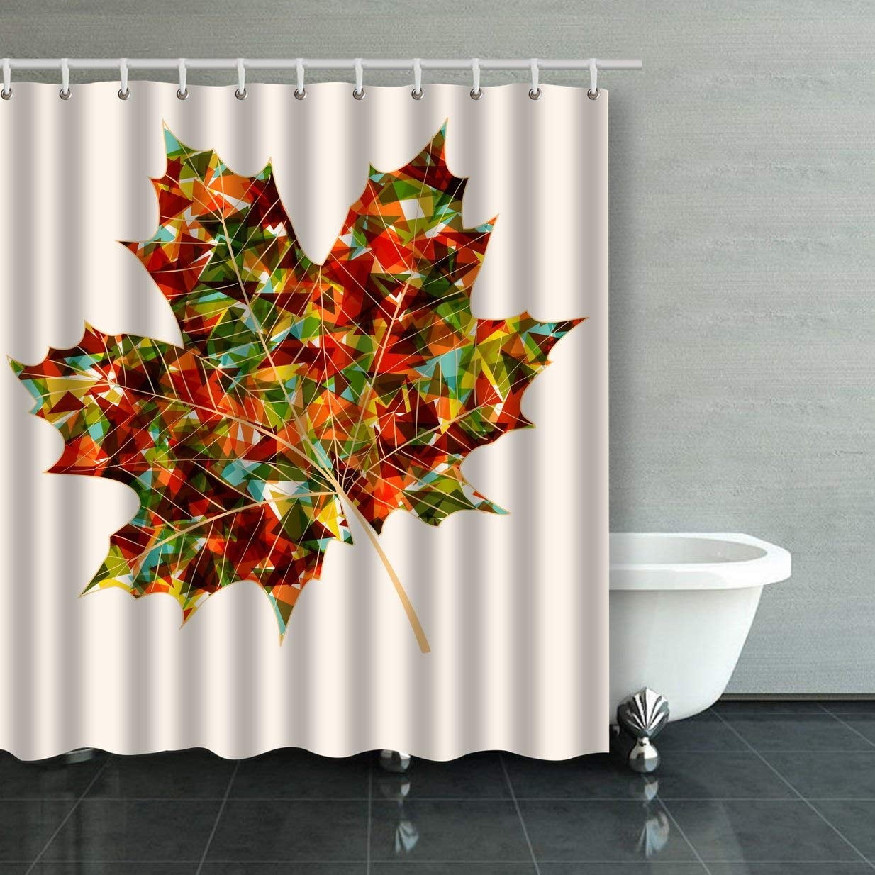 WOPOP Fall Season Colorful Transparent Leaf With Geometric Inside