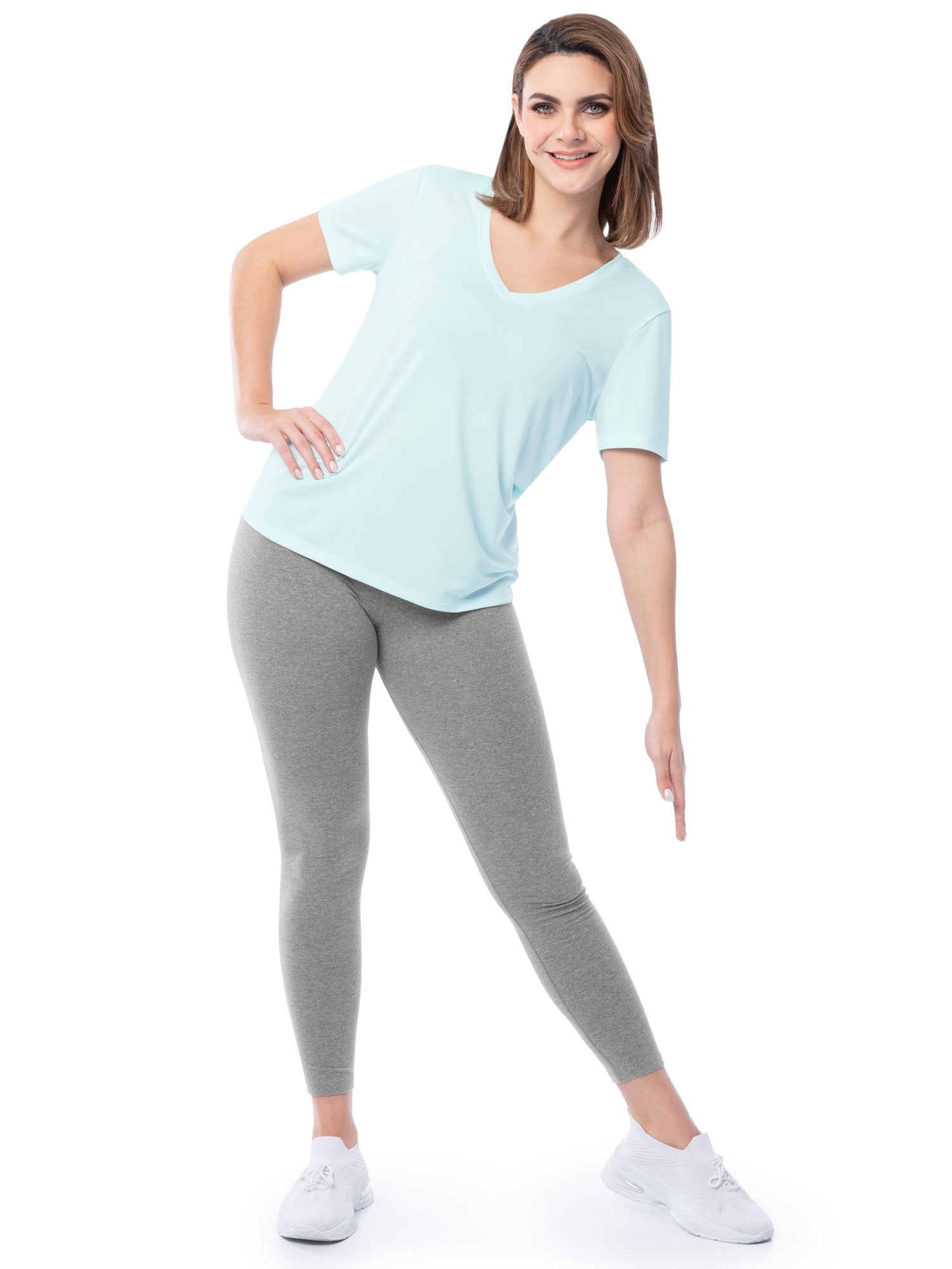 Athletic Works Women's Active Texture Knit V-Neck Tee, Sizes XS-XXXL