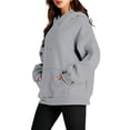 thumbnail image 3 of Sudaderas con Capucha Extragrandes para Mujer, Sudaderas de Forro , Suéteres de Moda para Otoño e Invierno Gris L, 3 of 9