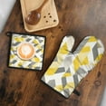 thumbnail image 5 of Yellow and Gray Modern Art Geometric Kitchen Oven Mitt and Pot Holder Sets 2 Pcs for Baking, Cooking and Grilling, Heat Resistant Up To 392 °F, 5 of 7