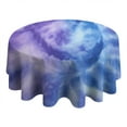thumbnail image 4 of Purple Blue Tie Dye Pattern Round Tablecloth 60"x60",Wrinkle Wipeable Table Cloth for Kitchen Dining Room Picnic Patio Party, 4 of 6