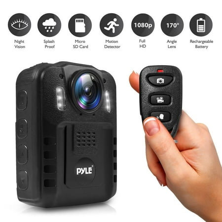 PYLE PPBCM9 - Compact & Portable HD Body Camera, Wireless Person Worn Camera (Audio & Video Recording) Night Vision, Built-in Rechargeable Battery, 16GB (Best Hd Recording Camera)