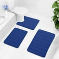 thumbnail image 2 of Buganda Memory Foam Bath Mats Soft Absorbent Bathroom Rugs 17" x 59", Navy Blue, 2 of 8