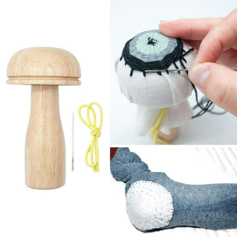 Wood Darning Mushroom Darning Sock Darning Kit Needle Thread for Adults &  Kids DIY, Travel, Home Darner