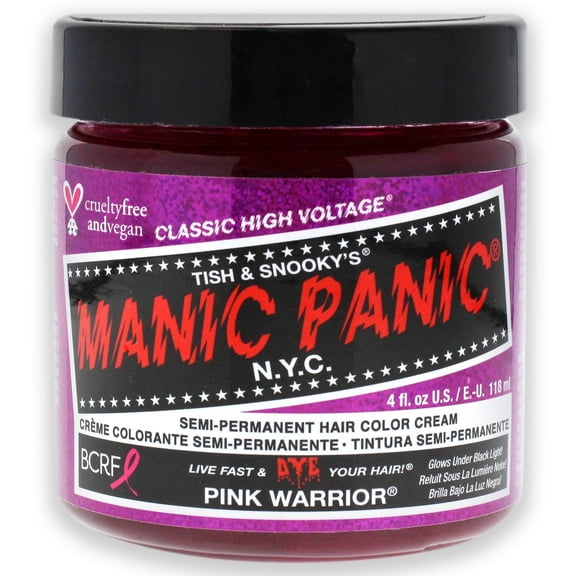 MANIC PANIC Classic Pink Warrior Semi Permanent Hair Color - Medium Neon Pink Hair Dye for Women & Men That Lasts 4-6 Weeks - Vegan, Ammonia & Cruelty-Free - Create & Mix Custom Shades (4oz)