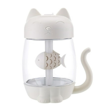 

HRSR 3-in-1 350ML USB Cats Air Ultrasonic Humidifier Mini Humidifier with Light Fan Home Office(White)