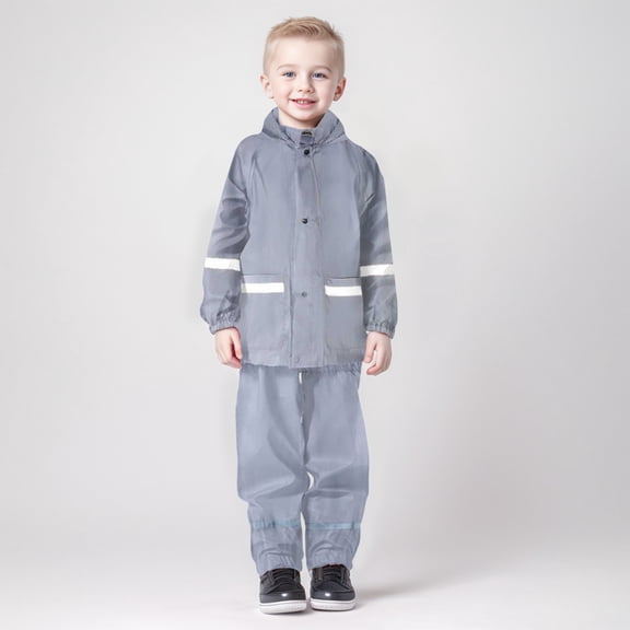 Daznico Children Outdoor Raincoat Rain Pants Suit Solid Color Hoodie Tops Pants 2PCS Outfits Clothes Set,4-5 Years