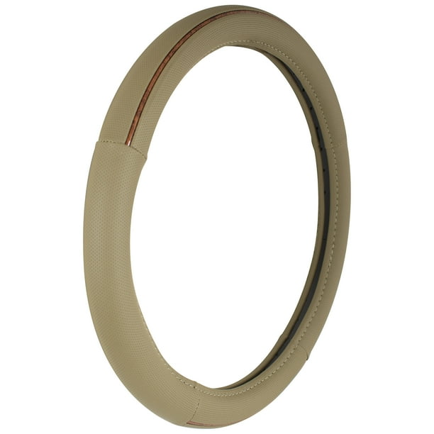 Auto Drive Custom Grip Steering Wheel Cover, Tan/Burlwood