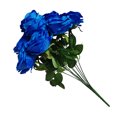 thumbnail image 4 of Matsuzay Ramo de rosas artificiales de 10 cabezas, decoración de simulación, centro de de oficina en casa, rosa falsa Flores artificiales azul Matsuzay HA7033-09B, 4 of 5