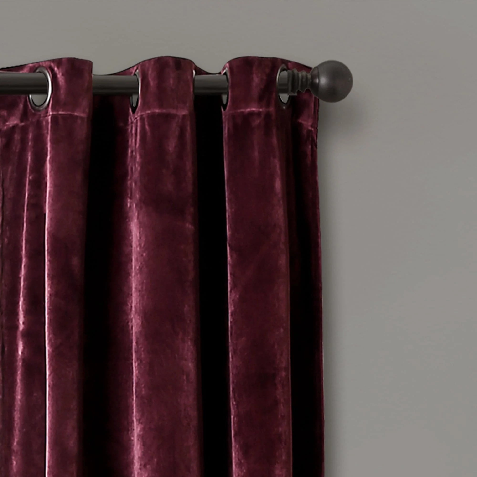 Lush Decor Prima Velvet Soft Solid Color Room Darkening Metal Grommets Window Curtain Panel For Living Room and Bedroom, Plum, 84"L x 38"W, Set of 2