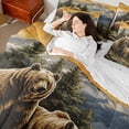 thumbnail image 4 of Homewish Wildlife Bear Bedding Comforter Set 7pcs for Kids Teens,Jungle Animal Queen Bedding Sets Super Cozy,Green Blue Brown Queen Sheet Sets,Super Cozy Room Decor,Reversible, 4 of 8