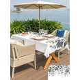 thumbnail image 6 of 60x102 Inch Outdoor Tablecloth with Umbrella Hole Zipper Rectangle Grey Leaves Rectangular Tablecloths Outside Waterproof Summer Botanical Patio Table Cloth Cover for Picnic Party, 6 of 8