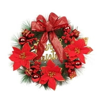 JoyMoreHome Christmas Wreaths for Front Door, 11.8 Inch Christmas Wreath, Indoor Outdoor Wreath Decoration for Fireplace, Mantle, Door, Stairs