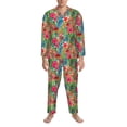 thumbnail image 3 of Lsque Peacock Feathers And Flowers Pattern Long Sleeve Pajama Set for Men - Soft 2-Piece Sleepwear and Loungewear Set with Pockets, Comfy Nightwear-Small, 3 of 7
