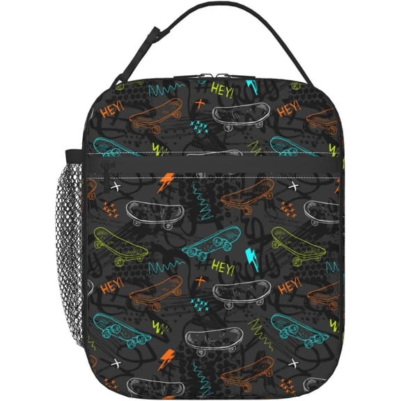 Skateboard Insulated Lunch Bag, Lunch Box for Office Travel, Lunch Bag for Men and Women
