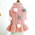 thumbnail image 2 of Dog Sweater Dress Turtleneck Polka Dog Sweaters Knitwear Warm Pet Sweater with Pom Pom Ball, 2 of 11