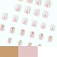 thumbnail image 3 of Fofosbeauty 24 pcs Short False Nails, Press-on Nails Designs 2023, Square Gold in Gradual White, 3 of 10