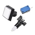 thumbnail image 3 of Uxcell Juego Botón de Presión 50x50 Cuadrado Interruptor de Botón LED de 12V con Microinterruptor Blanco 2Pack, 3 of 5