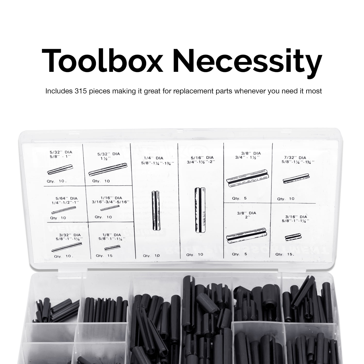 Neiko 315pc Roll Pin Assortment 30 Different Sizes Shop Hardware