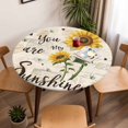 thumbnail image 5 of Sunflower Leaves Elastic Fitted Round Table Cover Spring Floral Retro Waterproof Outdoor Tablecloth for Holiday Party, Picnic, Patio & Dining Fits Tables Up to 55"-60", 5 of 8