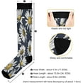 thumbnail image 3 of 1 Pairs Vintage Daisy Compression Socks for Women Men Knee High Stocking for Running, Athletic, Medical Gift, 3 of 7
