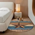 thumbnail image 2 of Western Texas Star Retro Round Area Rug 3.3Ft Washable Circle Rugs for Dining Room Table, Country Farmhouse Dark Blue Brown Wooden Non-Slip Carpet Floor Mats Indoor Outdoor Carpet Runner Home Decor, 2 of 8