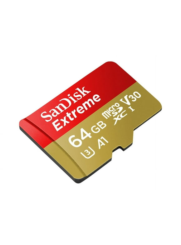 SanDisk Extreme - Flash memory card (microSDXC to SD adapter included) - 64 GB - A1 / Video Class V30 / UHS-I U3 - microSDXC UHS-I