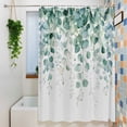 thumbnail image 3 of Eucalyptus Leaves Waterproof Shower Curtain, 72"x72" Washable Polyester Fabric Shower Curtains for Bathroom, Green Botanical Summer Spring Leaves Decorative Bathtub Curtain Sets with Hooks, 3 of 9