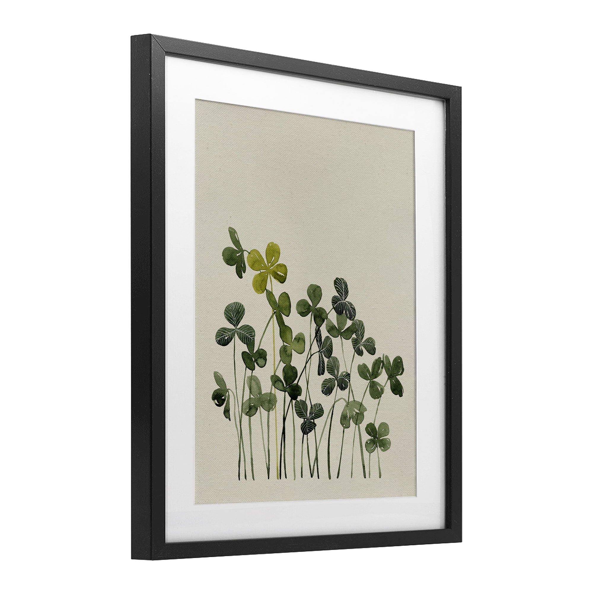 Hidden Gems Clovers Black Framed Print Under Glass, design by Grace Popp