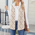 thumbnail image 2 of Women's Retro Printed Fashionable Warm Fleece Cardigan Vest Coat, Open Front Sleeveless Jacket for Unique Layering and Stylish Comfort,Khaki,L, 2 of 6