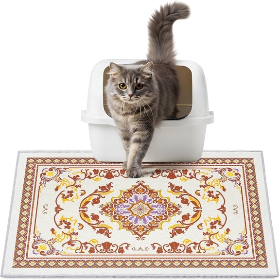 Washable Litter Mat 28"x20" with Non-slip Bottom Litter Box Mat Easy to Clean Litter Trapping Mat for Kitty