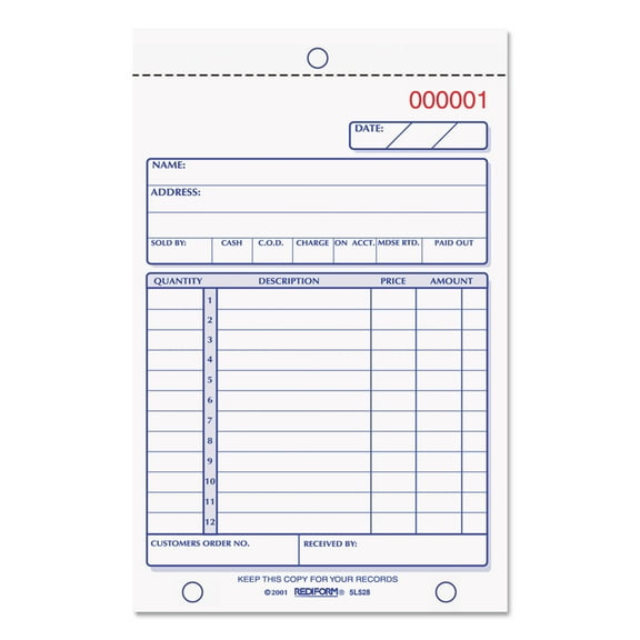 Sales Book, Three-Part Carbonless, 4.25 X 6.38, 1/page, 50 Forms | Bundle of 5 Each