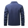 thumbnail image 4 of HOOMEUMY Men's Casual Jackets Stylish Comfy Soft Full Zip Windbreakers Lapel Collar Fall Coat with Pocket (Navy,XL）, 4 of 8