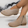 thumbnail image 6 of Tawop Women Boots Low Heel Side Zip Round Toe Suede Fall Boots, 6 of 7