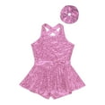 thumbnail image 3 of TSSOE Robe de Danse Moderne Jazz Ballet à Paillettes pour Filles avec Bandeau Costume de Performance Dos Croisé Justaucorps Bandeau Rose 16, 3 of 5